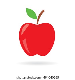 Red apple with green leaf icon. Vector illustration.