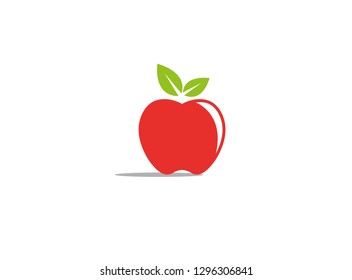 red apple with green leaf logo