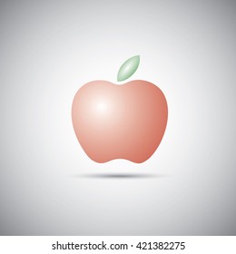 Red apple and green leaf logo