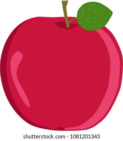 Red apple with a green leaf on a white background