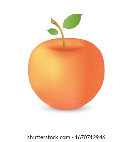 Red apple with a green leaf on a white background. Design element for print and web.