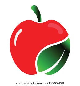 Manzana roja con hoja verde que simboliza la alimentación y la nutrición saludables
