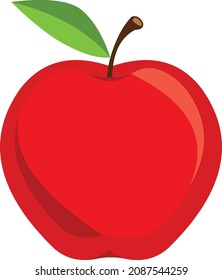Red apple with green leaf vector illustration