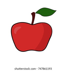 Red apple with green leaf vector icon
