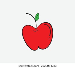 red apple with green leaves isolated color icon vector illustration template icon vector illustration template