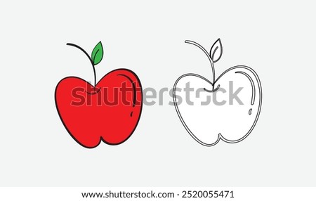 red apple with green leaves isolated color icon vector illustration template icon vector illustration template