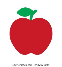 Red Apple With Green Stem And Leaf Icon