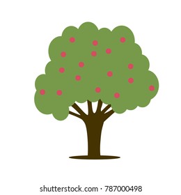 red apple in the green tree