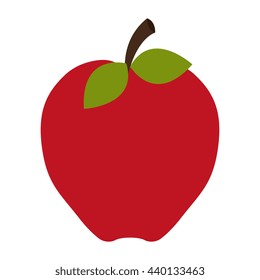 red apple with green tree leaves  front view over isolated background,vector illustration 