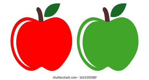 roter Apfel und grüner Apfel - Vektorillustration Symbol auf weißem Hintergrund