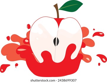 Rote Apfelhälfte auf dem Apfelsaft