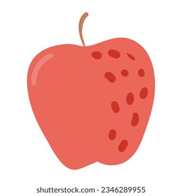 Dibujo de caricatura de manzana roja. Diseño de estilo plano, vector aislado. Otoño, otoño, cosecha, productos frescos de temporada, elemento impreso, ingrediente orgánico, dieta saludable, alimentación
