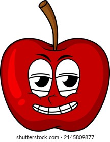 Red apple with happy face illustration