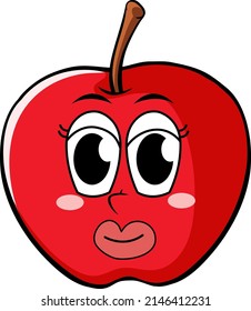 Red apple with happy face illustration