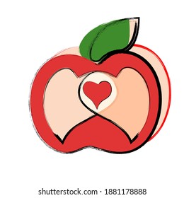 a red apple with heart
