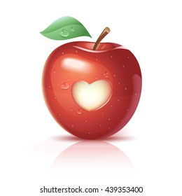 Red apple with a heart