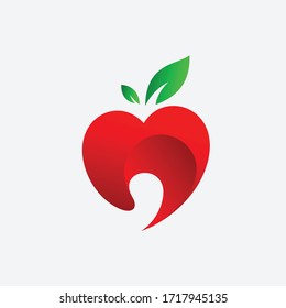 Red Apple With Heart Logo Design Template