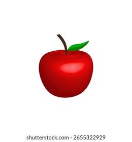red apple icon 3d mock up flat design with white background simple creative concept web icon eps 10