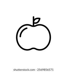 Red apple icon Black and white outline vector