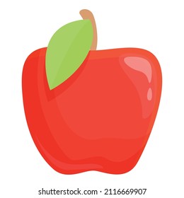 Red apple icon cartoon vector. Leaf fruit. Fresh juice