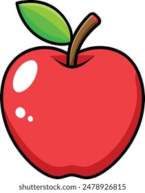 Red apple Icon emoji of detailed big shiny red apple Isolated Vector Illustration On White Background