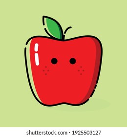Red apple icon. Face character. Emoticon
