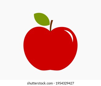 Red apple icon. Flat design apple fruit symbol. Vector illustraiton.