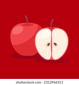 Red apple icon. Flat illustration of red apple vector icon for web design