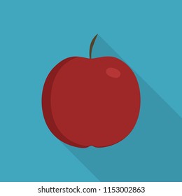 Red apple icon in flat long shadow design.