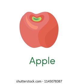 Red apple icon in flat style. Natural healthy fruit. Vector illustration