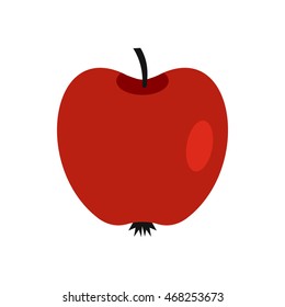 Red apple icon in flat style isolated on white background. Fruit symbol