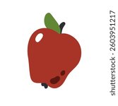Red apple icon. Fresh garden fruit with leaf. Natural vitamin snack. Ripe organic summer diet nutrition. Colored flat graphic vector illustration isolated on white background