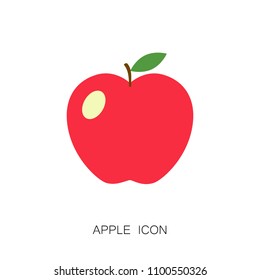 Red Apple Icon isolated  on the White Background. Vector Illustration. Summer and Fruit Market Decorative Design