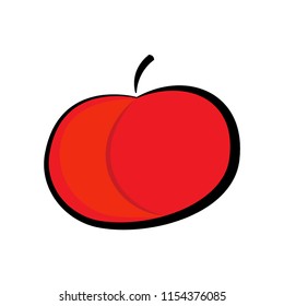Red apple icon, isolated on white background. Vector elements of flat design for health, diet.