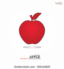  red apple icon isolated on white background. Vector illustration