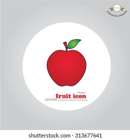 red apple icon isolated on gray background. Vector illustration