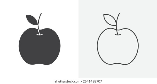 Red apple icon Line graphics illustration