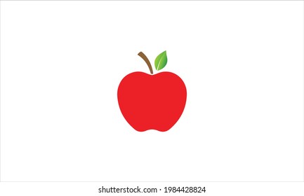 Red Apple icon Logo in minimal flat dsign vector illustration template
