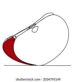 Red Apple icon, one line drawing, isolated
