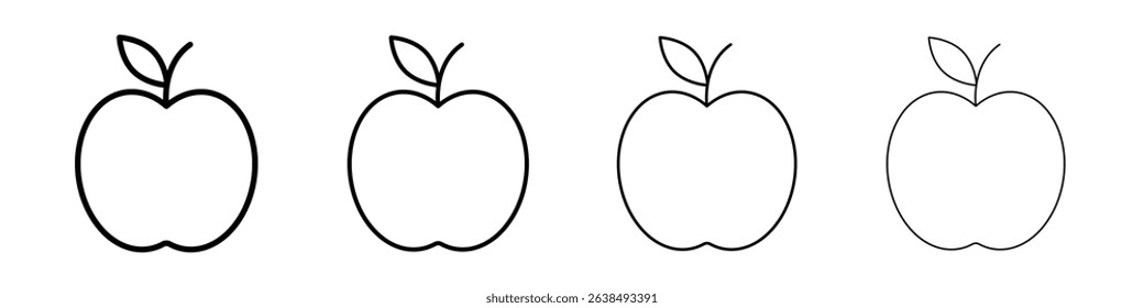 Red apple icon Outline sign symbol set