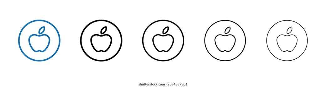 Red apple icon Outline vector logo for web ui