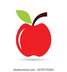 Red Apple Icon, Perfect for Educational or Healthy Living Theme.