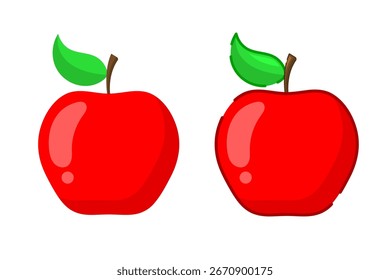 Conjunto de iconos de manzana roja aislado sobre fondo blanco. Símbolos de fruta fresca. Ilustración vectorial