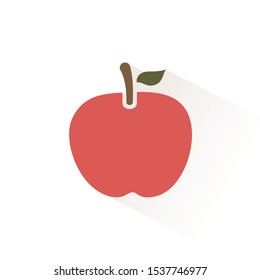 Red apple icon with shadow. Flat vector illustration