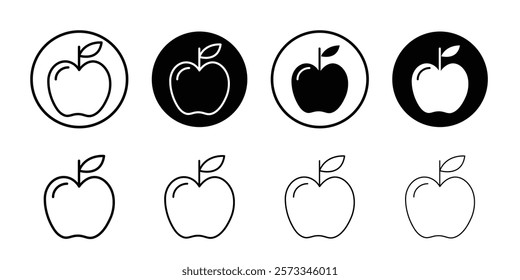 Red apple icon vector line logo mark or symbol set collection outline style