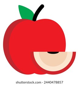 Red apple icon vector llustration  and Apple Slice on a white background.