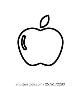 Red apple icon vector outline logo sign