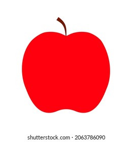 Red apple icon. Without leaf. Fruit background. Natural food. Cartoon style. Hand drawn. Vector illustration. Stock image. 