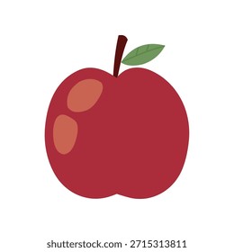 Ilustración de manzana roja en estilo plano dibujado a mano