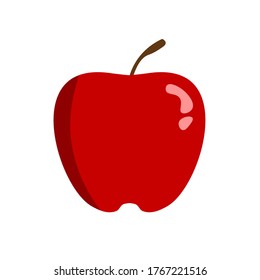 Red Apple illustration in flat style. Fresh fruit isolated on white background.